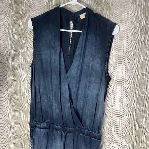 Bella dahl blue denim sleeveless pant jumpsuit - Picture 2 of 8
